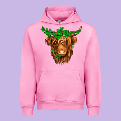 St. Patrick’s Day Long Hair Shaggy Cow Urban Hoodie Designed By Jasminsmagicworld