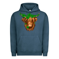 Pigment Midnight Navy St. Patrick’s Day Long Hair Shaggy Cow Urban Hoodie - Jasminsmagicworld