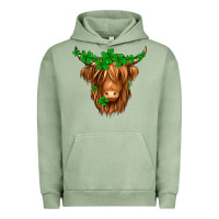 Pigment Oil Green St. Patrick’s Day Long Hair Shaggy Cow Urban Hoodie - Jasminsmagicworld