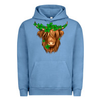 Pigment Pebble Blue St. Patrick’s Day Long Hair Shaggy Cow Urban Hoodie - Jasminsmagicworld