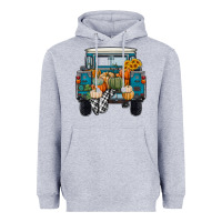 Heather Grey Fall Pumpkin Farm Truck Heavyweight Hoodie - RanaPortraitStore