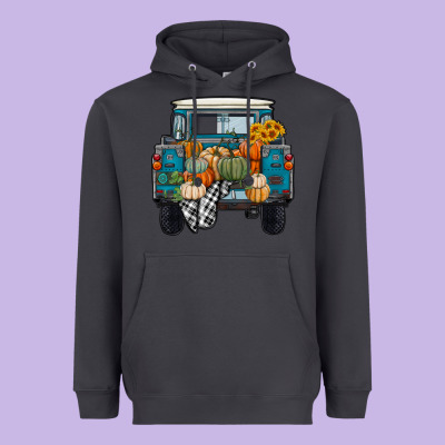 Heavyweight Hoodie Fall Pumpkin Farm Truck