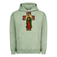 Pigment Oil Green our lady of Guadalupe cross Urban Hoodie - JahusDesignShop