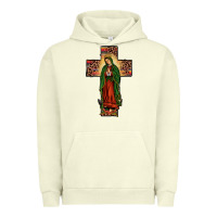 Pigment Pistachio our lady of Guadalupe cross Urban Hoodie - JahusDesignShop