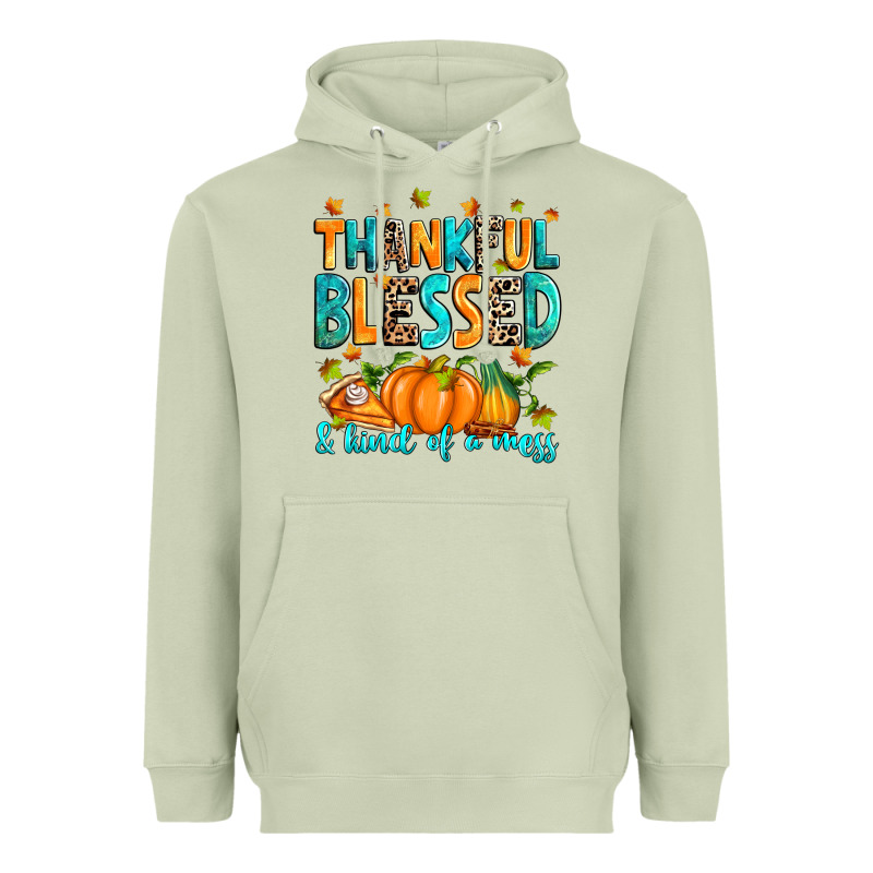 Thankful Blessed And Kind Of A Mess Heavyweight Hoodie by RanaPortraitStore | Teevron