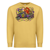 Antique Gold mardi gras truck with mask fleur de lis and crawfish Premium Sweatshirt - RanaPortraitStore