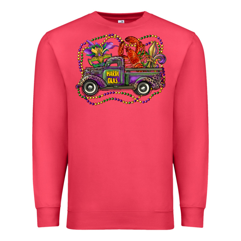Mardi Gras Truck With Mask Fleur De Lis And Crawfish Premium Sweatshirt by RanaPortraitStore | Teevron