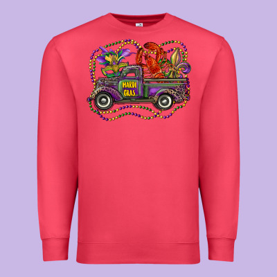 Mardi Gras Truck With Mask Fleur De Lis And Crawfish Premium Sweatshirt Designed By Ranaportraitstore