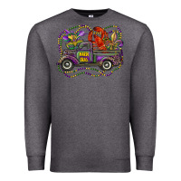 Charcoal Heather mardi gras truck with mask fleur de lis and crawfish Premium Sweatshirt - RanaPortraitStore