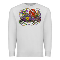 Dove Grey mardi gras truck with mask fleur de lis and crawfish Premium Sweatshirt - RanaPortraitStore