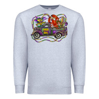 Heather Grey mardi gras truck with mask fleur de lis and crawfish Premium Sweatshirt - RanaPortraitStore