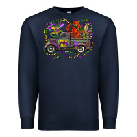Navy mardi gras truck with mask fleur de lis and crawfish Premium Sweatshirt - RanaPortraitStore