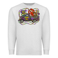 Oatmeal Heather mardi gras truck with mask fleur de lis and crawfish Premium Sweatshirt - RanaPortraitStore