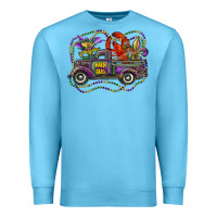 Ocean Blue mardi gras truck with mask fleur de lis and crawfish Premium Sweatshirt - RanaPortraitStore