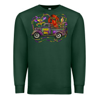 Sports Green mardi gras truck with mask fleur de lis and crawfish Premium Sweatshirt - RanaPortraitStore