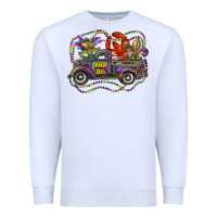 White mardi gras truck with mask fleur de lis and crawfish Premium Sweatshirt - RanaPortraitStore