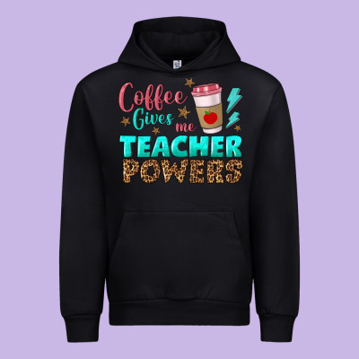 Coffee Gives Me Teacher Powers Urban Hoodie Designed By Bundleandbundleshop