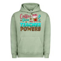 Pigment Oil Green coffee gives me teacher powers Urban Hoodie - BundleAndBundleShop