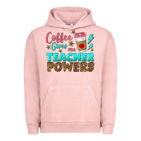 Pigment Salmon coffee gives me teacher powers Urban Hoodie - BundleAndBundleShop