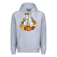 Heather Grey Goat family fall pumpkins gemstone Premium Hoodie - Artiststas