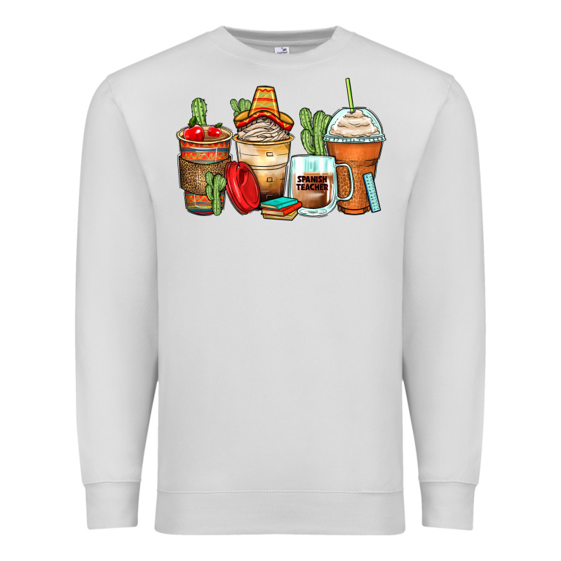 Spanish Teacher Coffee Cups Premium Sweatshirt by Zillion Design Studio | Teevron