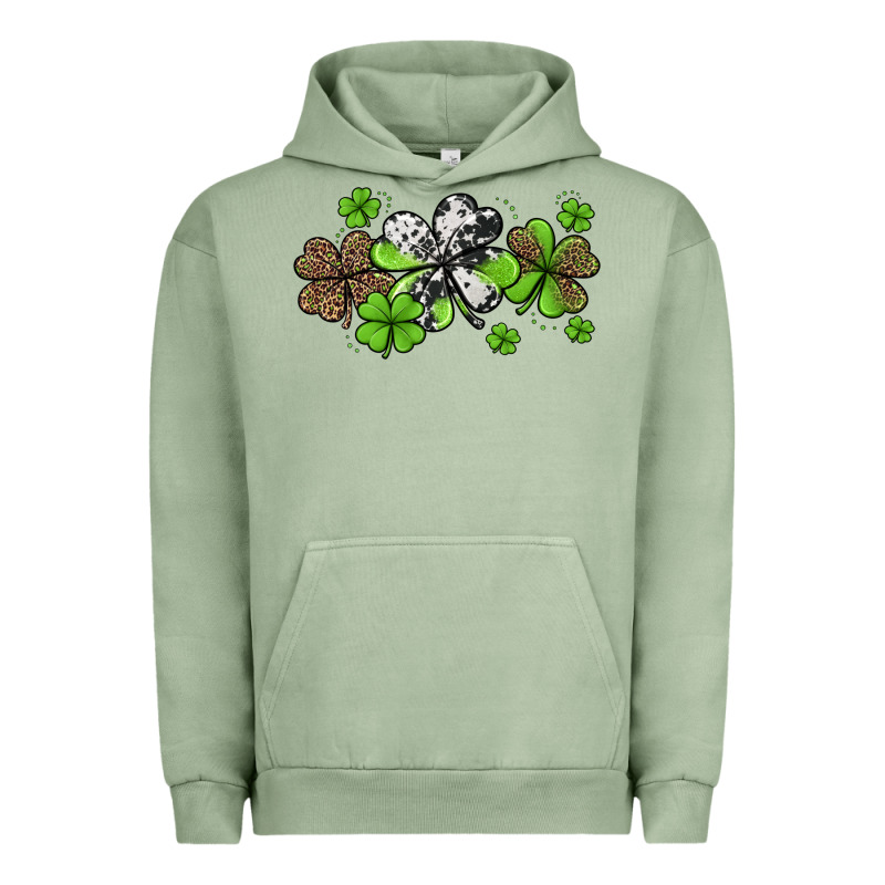 Western Cowhide Leopard Glitter Shamrocks Urban Hoodie by Jasminsmagicworld | Teevron