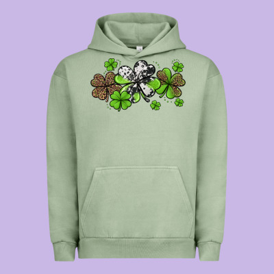 Western Cowhide Leopard Glitter Shamrocks Urban Hoodie Designed By Jasminsmagicworld