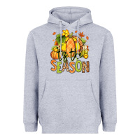 Heather Grey Tis' the season Fall Softball Heavyweight Hoodie - RanaPortraitStore