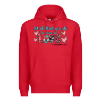 Red let all that you do be done in love Premium Hoodie - JahusDesignShop