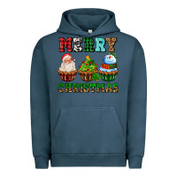 Pigment Midnight Navy merry christmas with cupcakes Urban Hoodie - AdoDesignShop