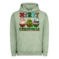 Pigment Oil Green merry christmas with cupcakes Urban Hoodie - AdoDesignShop