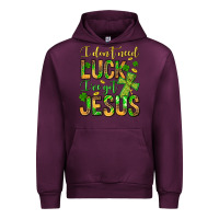 Mauve Wine I don't need luck I've got Jesus Urban Hoodie - Jasminsmagicworld