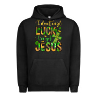 Pigment Black I don't need luck I've got Jesus Urban Hoodie - Jasminsmagicworld
