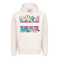 Pale Pink nurse elements with costom name Premium Hoodie - AdoDesignShop