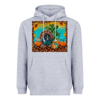Heather Grey Western Fall Thanksgiving Turkey Heavyweight Hoodie - RanaPortraitStore