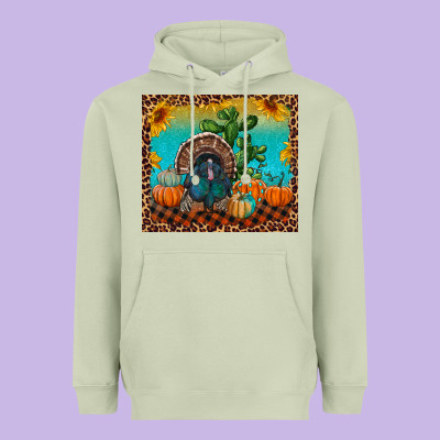 Heavyweight Hoodie Western Fall Thanksgiving Turkey