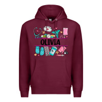 Burgundy nurse elements with costom name Premium Hoodie - AdoDesignShop