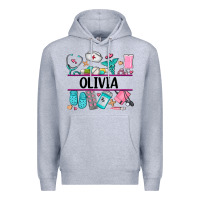 Heather Grey nurse elements with costom name Premium Hoodie - AdoDesignShop