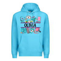 Ocean Blue nurse elements with costom name Premium Hoodie - AdoDesignShop