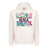 Pale Pink nurse elements with costom name Premium Hoodie - AdoDesignShop