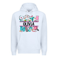 White nurse elements with costom name Premium Hoodie - AdoDesignShop