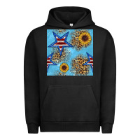 Pigment Black american star and sunflower seamless  pattern Urban Hoodie - BundleAndBundleShop