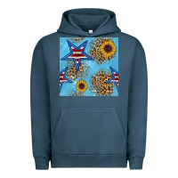 Pigment Midnight Navy american star and sunflower seamless  pattern Urban Hoodie - BundleAndBundleShop
