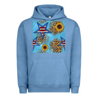 Pigment Pebble Blue american star and sunflower seamless  pattern Urban Hoodie - BundleAndBundleShop