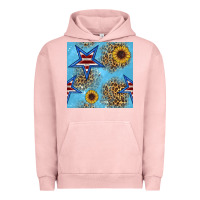 Pigment Salmon american star and sunflower seamless  pattern Urban Hoodie - BundleAndBundleShop
