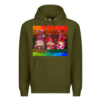 Army Green valentines day gnome Premium Hoodie - AdoDesignShop