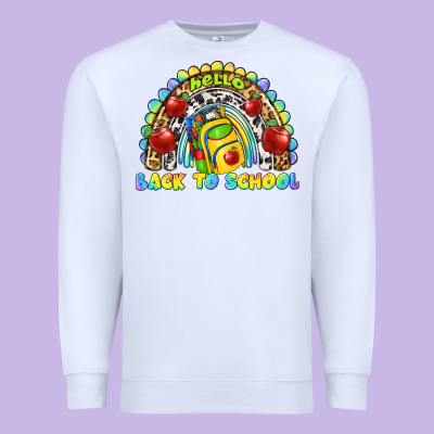 Hello Back To School Rainbow Premium Sweatshirt Designed By Texasbilliewilder