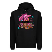 Black pink costom name cowgirl hat and roses Premium Hoodie - AdoDesignShop