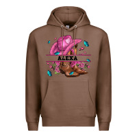 Chestnut pink costom name cowgirl hat and roses Premium Hoodie - AdoDesignShop