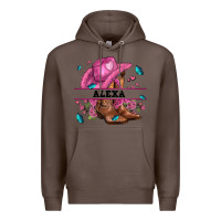Coffee pink costom name cowgirl hat and roses Premium Hoodie - AdoDesignShop